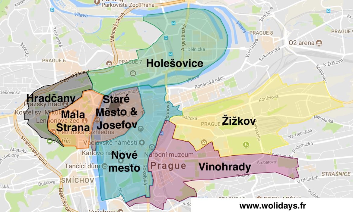 Carte des quartiers : se loger à Prague